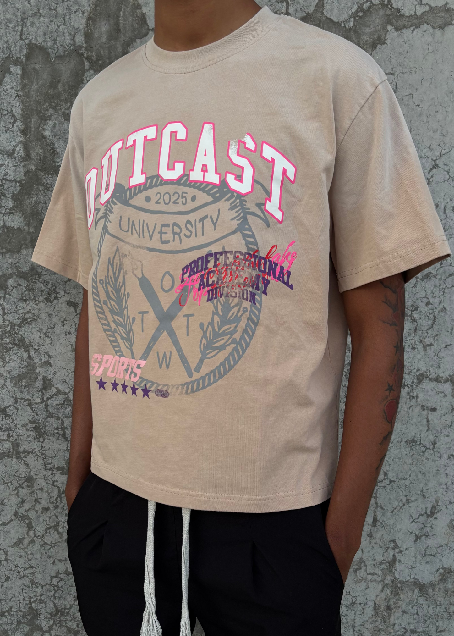 'Outcast' Tee - Pink Mochi